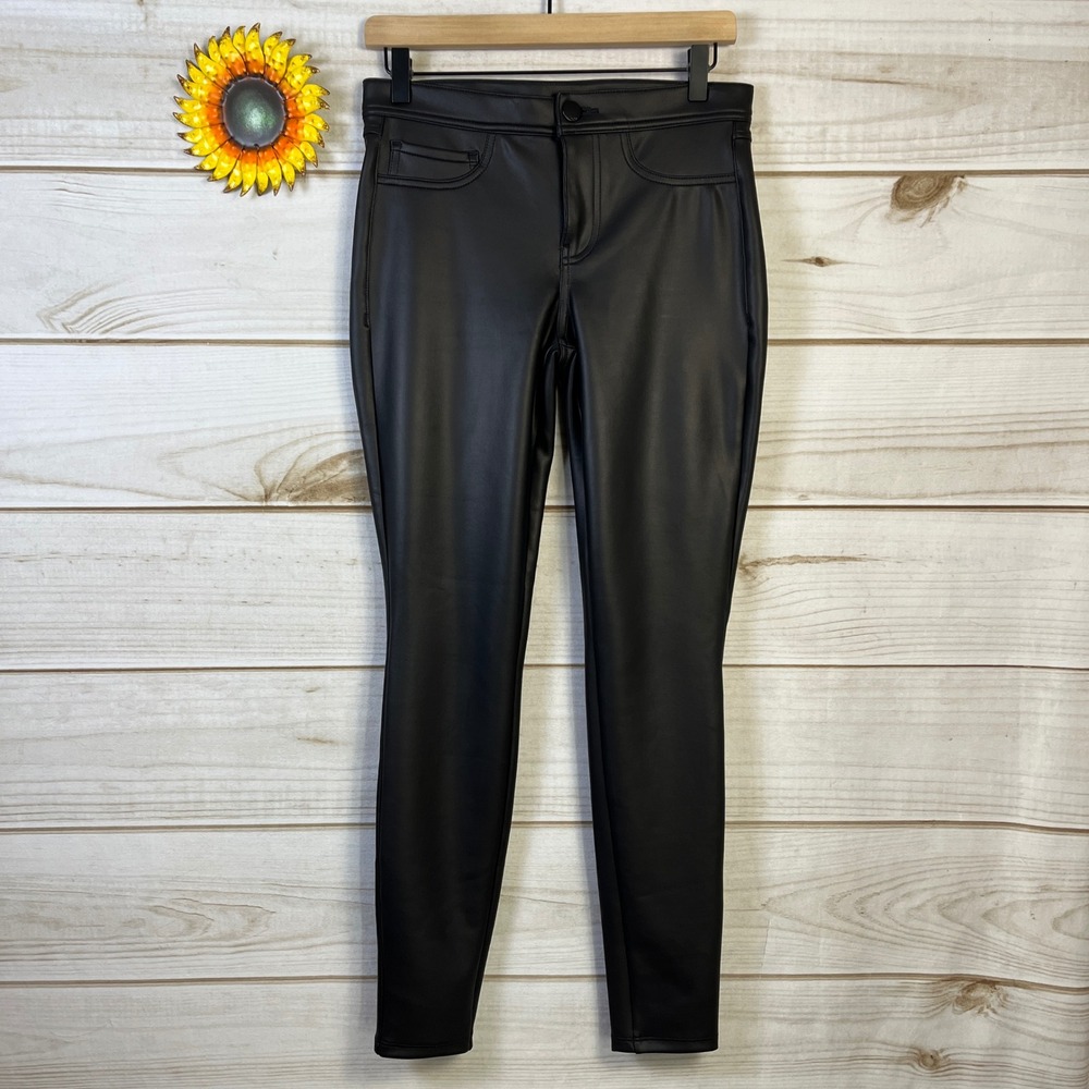 Express Womens Black Vegan Faux Leather High Rise Skinny Pants Size 6R